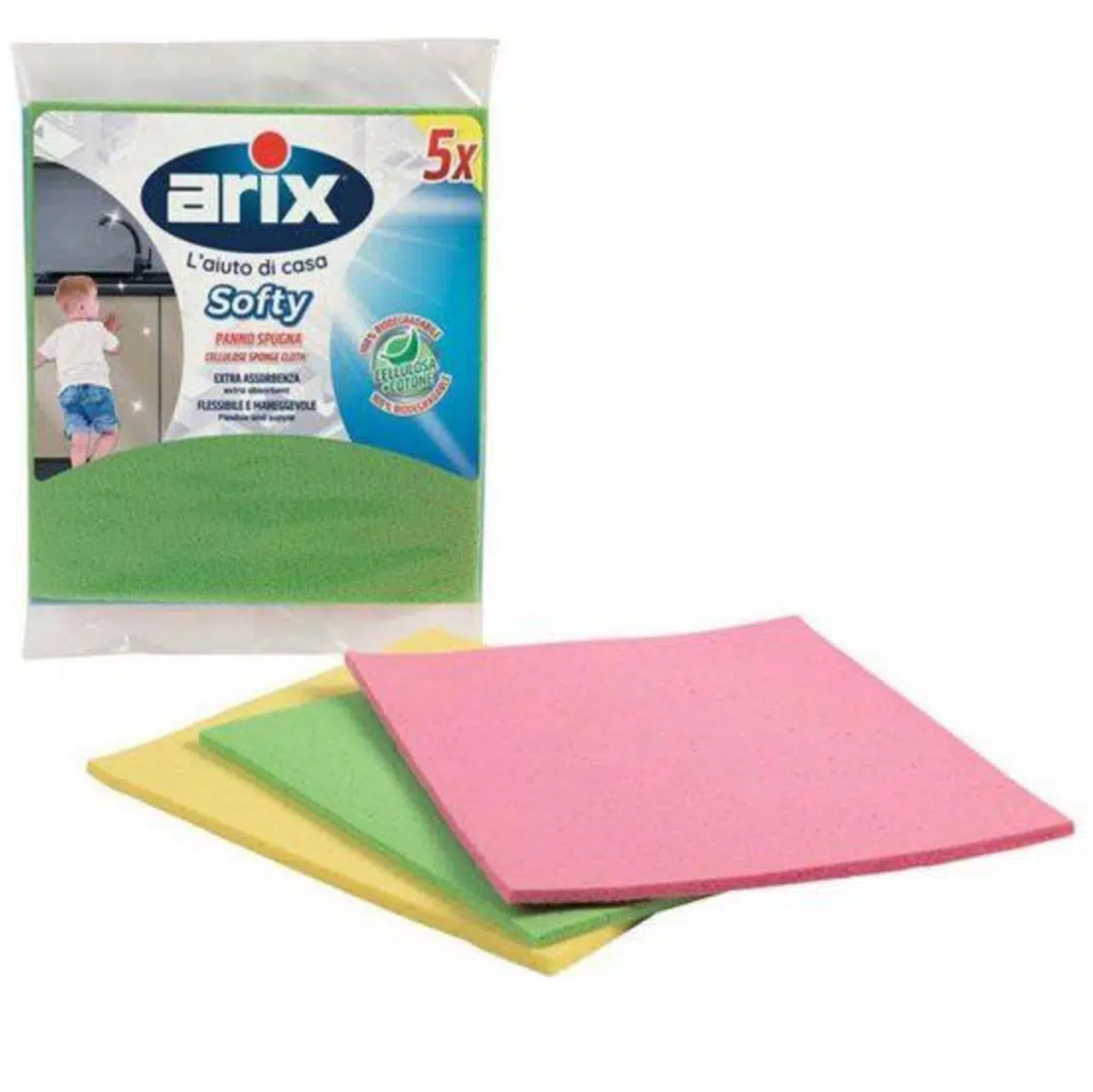 ARIX SOFTY Natural Cellulose Sponge Cloth 5PC/PACK